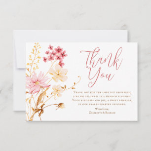 A Little Wildflower Boho Baby Shower Thank You Car Card