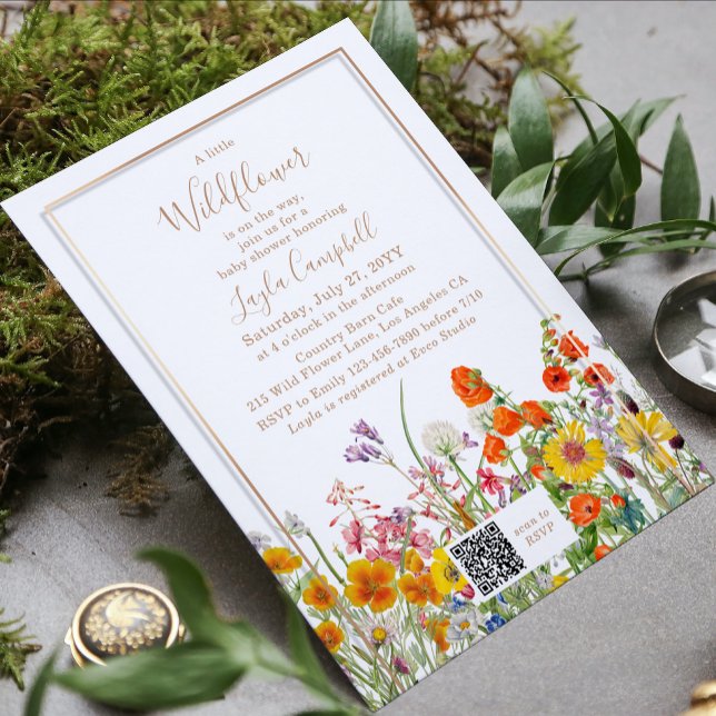 A Little Wildflower Boho Girl Baby Shower Invitation (Creator Uploaded)