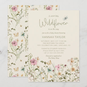 A Little Wildflower Boho Girl Baby Shower Invitation