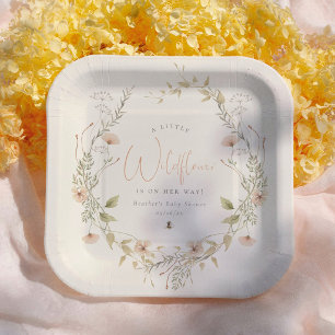 A Little Wildflower Boho Girl Baby Shower Paper Plate
