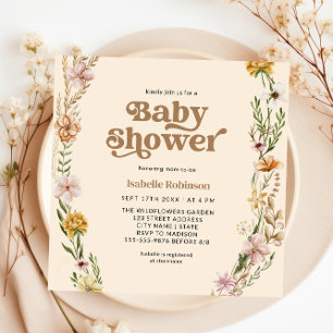 A Little Wildflower Boho Nature Theme Baby Shower Invitation