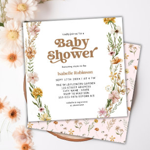 A Little Wildflower Boho Nature Theme Baby Shower Invitation