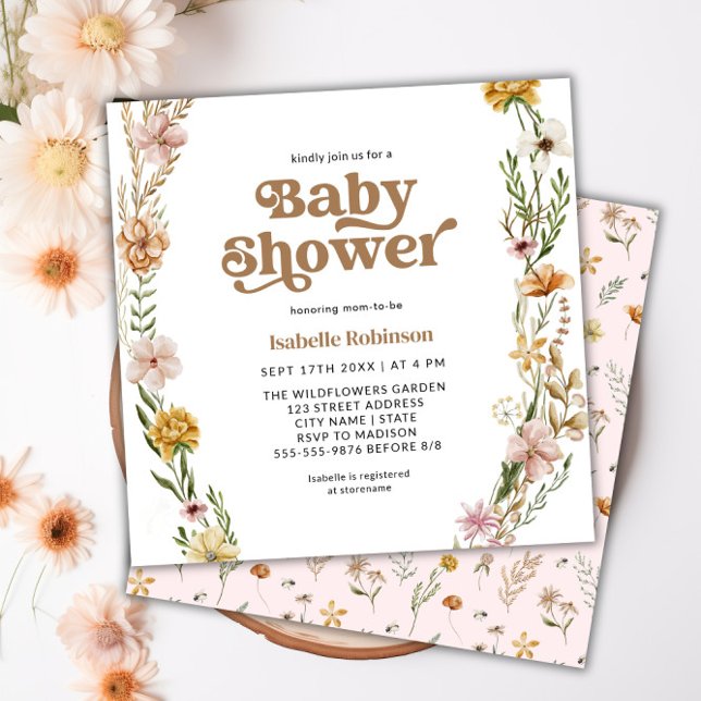 A Little Wildflower Boho Nature Theme Baby Shower  Invitation (Creator Uploaded)