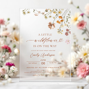 A Little Wildflower Boho Terracotta Baby Shower Acrylic Invitations