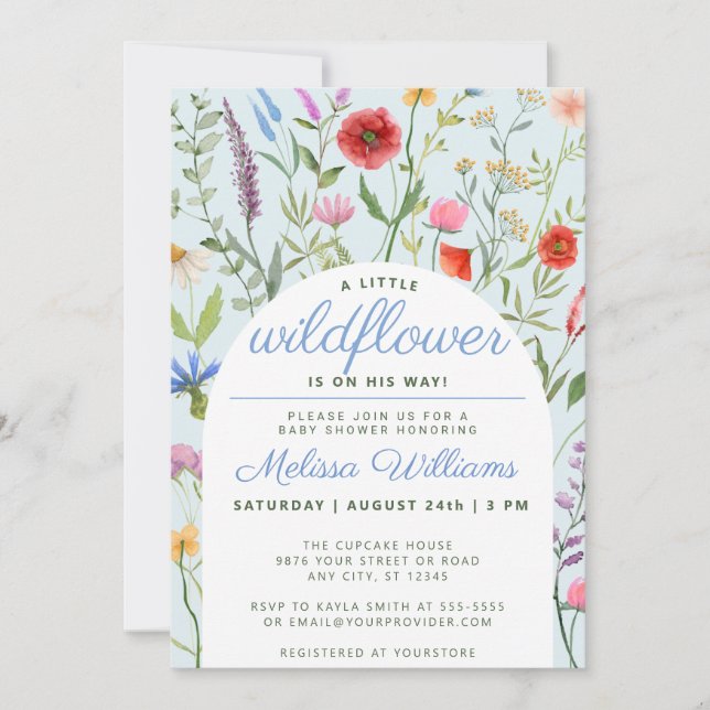 A Little Wildflower Boy Baby Shower Invitation (Front)