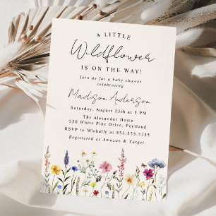 A Little Wildflower Cream Baby Shower Invitation