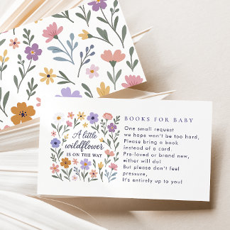 A Little Wildflower Floral Books For Baby Shower Enclosure Card
