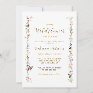 A Little Wildflower Garden Boho Girl Baby Shower Invitation