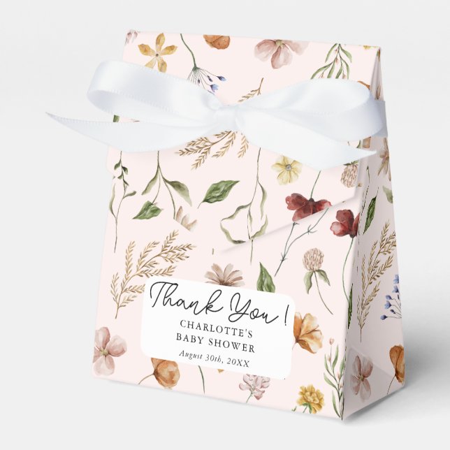 A Little Wildflower Girl Baby Shower Favor Box (Front Side)
