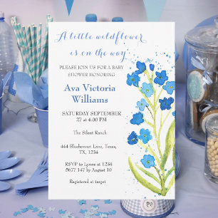 A Little Wildflower Girl Baby Shower Forget me not Invitation