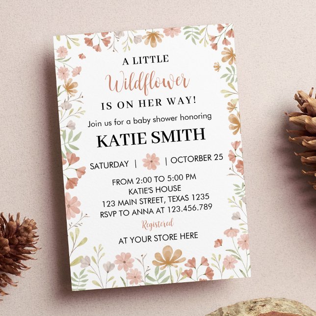 A Little Wildflower Girl Baby Shower Invitation  (Creator Uploaded)