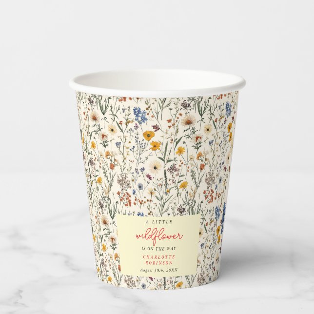 A Little Wildflower Girl Baby Shower Paper Cups (Back)