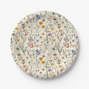 A Little Wildflower Girl Baby Shower Paper Plate