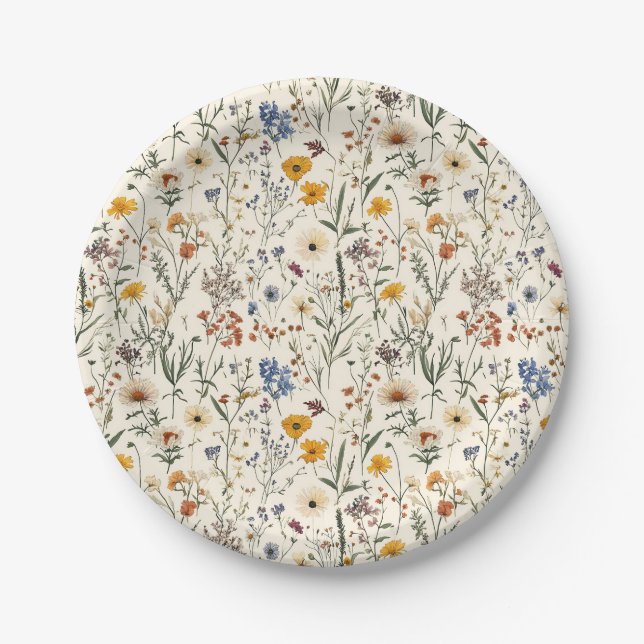 A Little Wildflower Girl Baby Shower Paper Plate (Front)