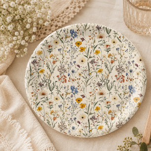 A Little Wildflower Girl Baby Shower Paper Plate