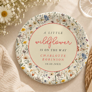 A Little Wildflower Girl Baby Shower Paper Plate