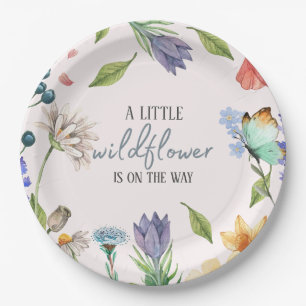 A Little Wildflower Girl Baby Shower Pink Paper Plate