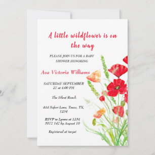 A Little Wildflower Girl Baby Shower Poppies Invitation