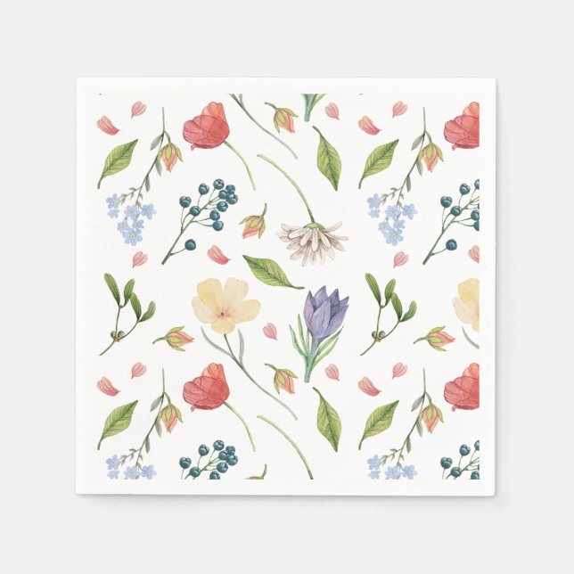 A Little Wildflower Girl Baby Shower White Napkin (Front)
