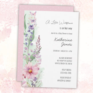  A Little Wildflower Girl Elegant Baby Shower   Invitation