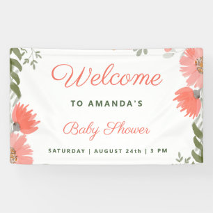 A Little Wildflower Girl Peach Baby Shower Banner