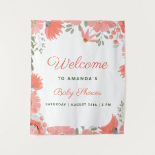 A Little Wildflower Girl Peach Baby Shower Tapestry