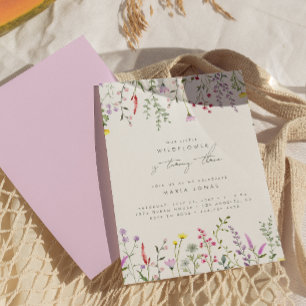 A Little Wildflower Girls Floral Birthday Party  Invitation
