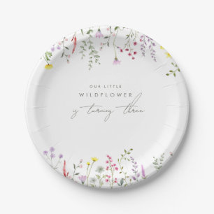 A Little Wildflower Girls Floral Birthday Party  Paper Plate