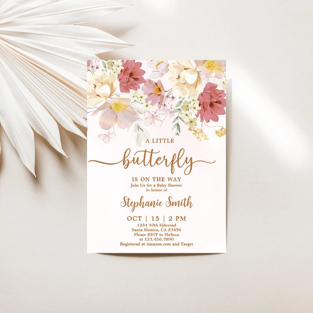 A Little Wildflower Is On Her Way Baby Shower Girl Invitation (Creator Uploaded)