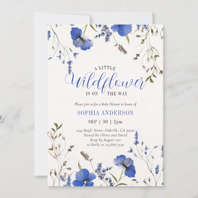 A Little Wildflower Is On The Way Baby Shower Invitation (Front)