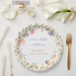 A Little Wildflower Is On The Way Baby Shower  Pap Paper Plate