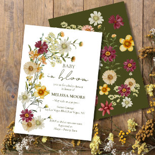 A Little Wildflower Sage Green Baby Shower Invitation