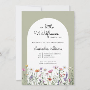 A Little Wildflower Sage Green Baby Shower Invitation