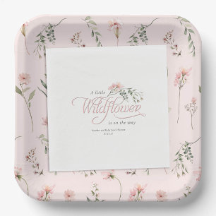 A little wildflower themed pink baby girl shower napkin