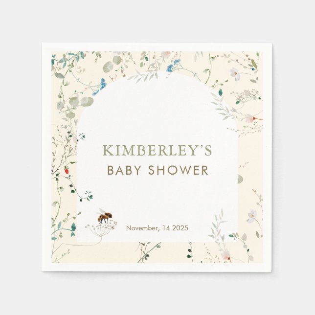 A little Wildflower Wild Flower Baby Shower Napkin (Front)