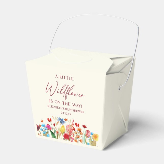A Little Wildflower Wild Flower Floral Baby Shower Favor Box (Front Side)