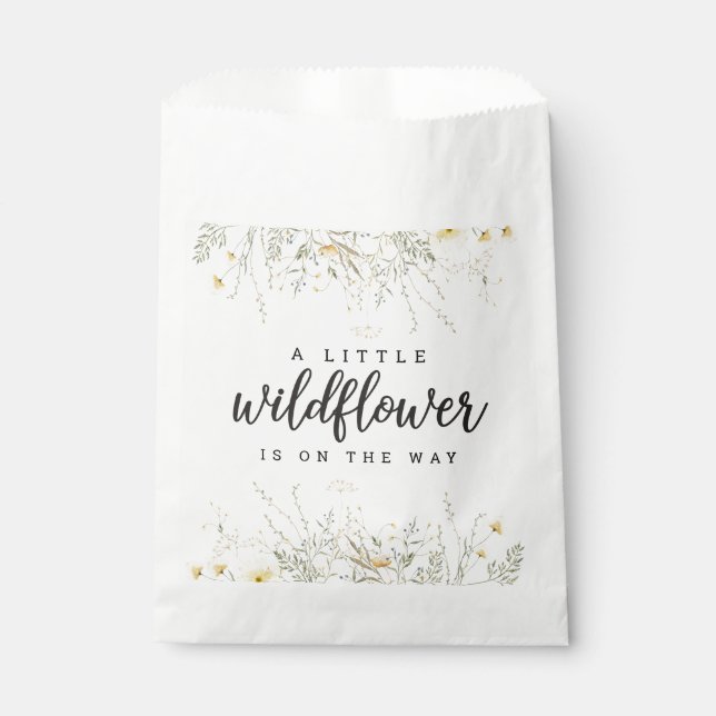 A Little Wildflower Yellow Watercolor Baby Shower Favour Bag (Front)