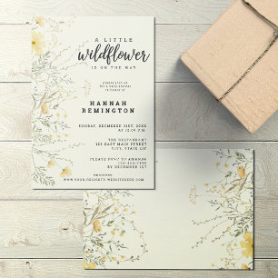 A Little Wildflower Yellow Watercolor Baby Shower Invitation