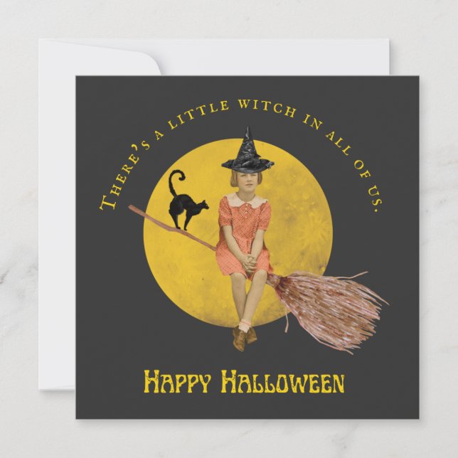 A Little Witch In All Of Us Halloween Flat Card (Front)