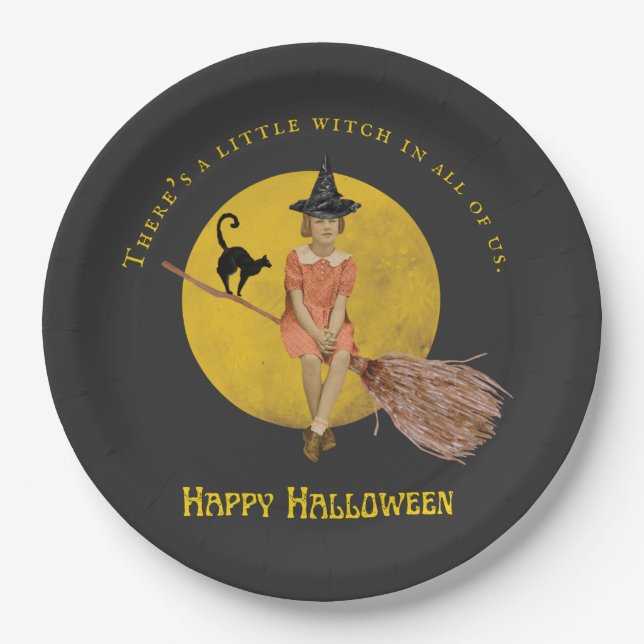 A Little Witch In All Of Us Halloween  Paper Plate (Front)