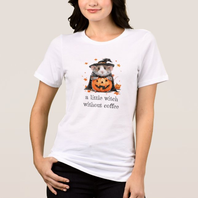 A little witch without coffee Tri-Blend shirt (Front)