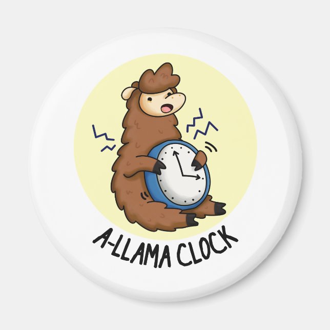 A-llama Clock Cute Llama Pun Magnet (Front)