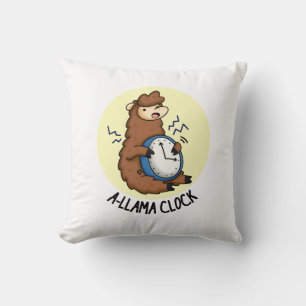A-llama Clock Funny Llama Pun  Throw Pillow