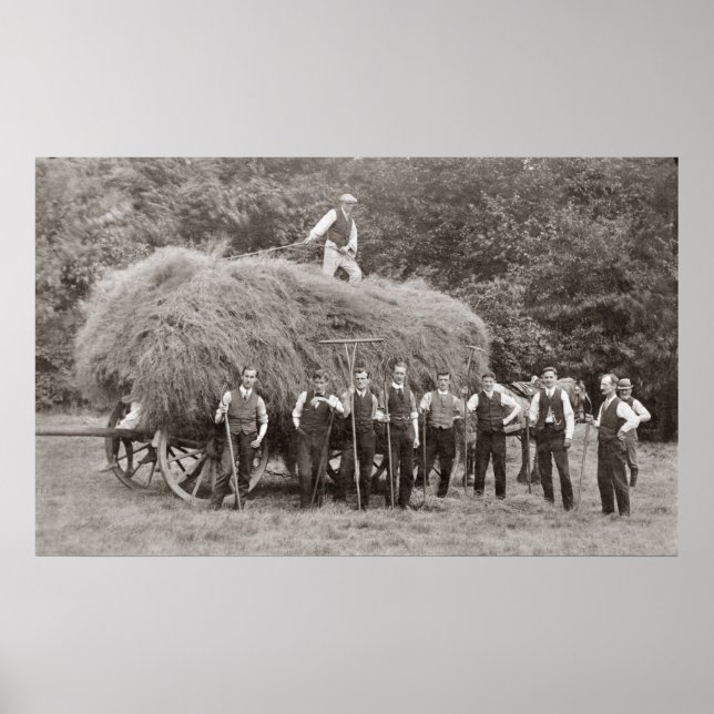 A loaded hay wagon and workers poster (Front)