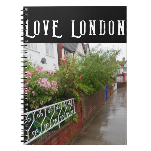A London Street and rain England Notebook (Front)