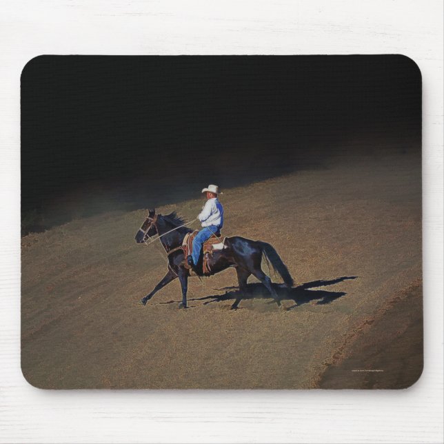 A Lone Cowboy and His Horse Art on a Mousemat Mouse Pad (Front)