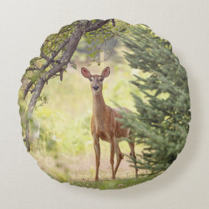 A Lone Deer Round Pillow
