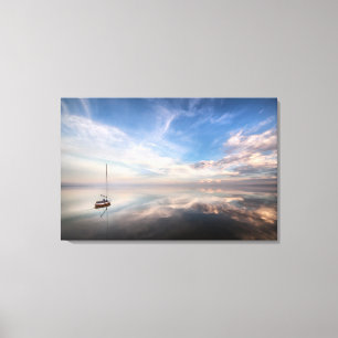 A Lone Sailboat On The Calm Waters Of Salton Canvas Print