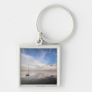 A Lone Sailboat On The Calm Waters Of Salton Keychain