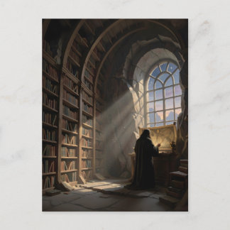 A Lone Scholar In Ancient Library Books Lovers Postcard